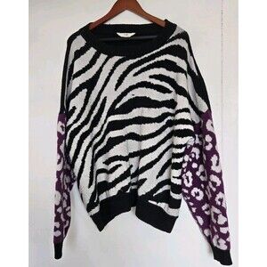 Terra & Sky Sweater Womens 4X Plus Zebra Print Unique Comfort Animal Cozy Warm
